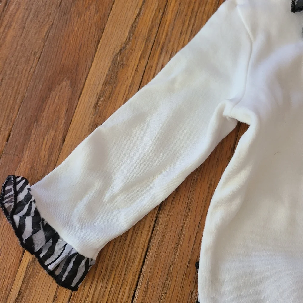 dressed to drool 6 months black and white romper with bows
